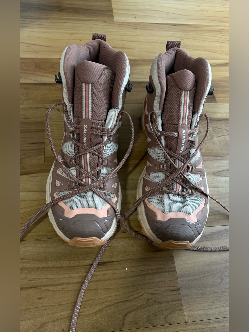 Salomon Women's Trail Sneakers in Dusty Pink and Brown -  X Ultra